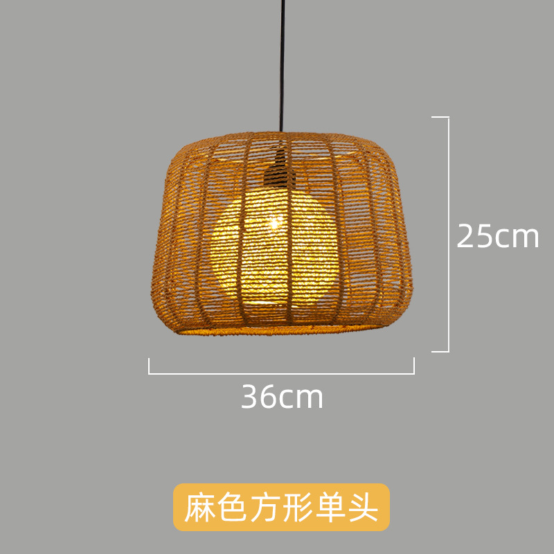 Lámpara de cuerda de cáñamo de estilo japonés tejida a mano lámpara de restaurante retro industrial personalidad creativa lámpara de restaurante bar redondo