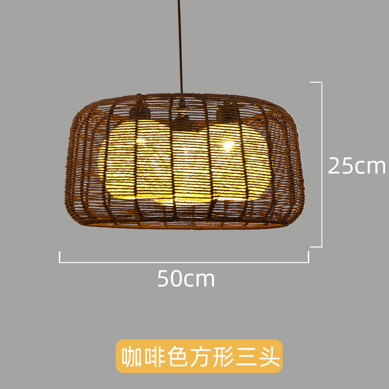 Lámpara de cuerda de cáñamo de estilo japonés tejida a mano lámpara de restaurante retro industrial personalidad creativa lámpara de restaurante bar redondo