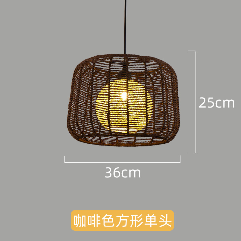 Lámpara de cuerda de cáñamo de estilo japonés tejida a mano lámpara de restaurante retro industrial personalidad creativa lámpara de restaurante bar redondo