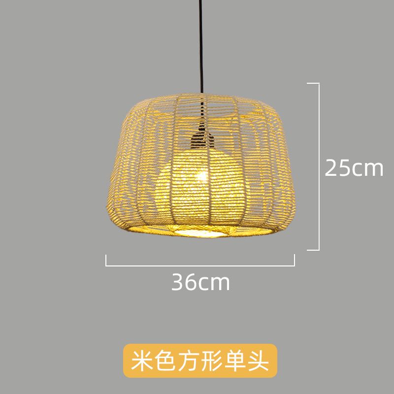 Lámpara de cuerda de cáñamo de estilo japonés tejida a mano lámpara de restaurante retro industrial personalidad creativa lámpara de restaurante bar redondo