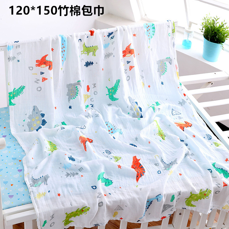 Double-layer bamboo cotton baby wrap towel 120*150 swaddling towel summer thin blanket children's cover bath towel