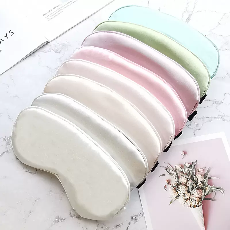 双面仿真丝睡眠眼桑蚕遮光松紧调节扣旅行纯色透气美容护眼罩