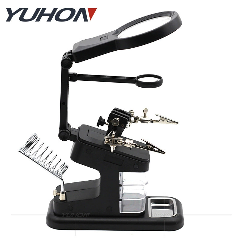 Электрический Luo Утюг Рабочая настольная лампа инспекционный тест техническое обслуживание Сварка увеличительное стекло вспомогательный ящик для хранения зажимов Интерфейс USB