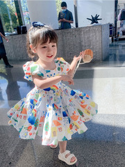 Children's Cute Cartoon Dress Girl's Summer Backless Dress Kids 3-8 Years Old Clothing Dropshipping One Piece