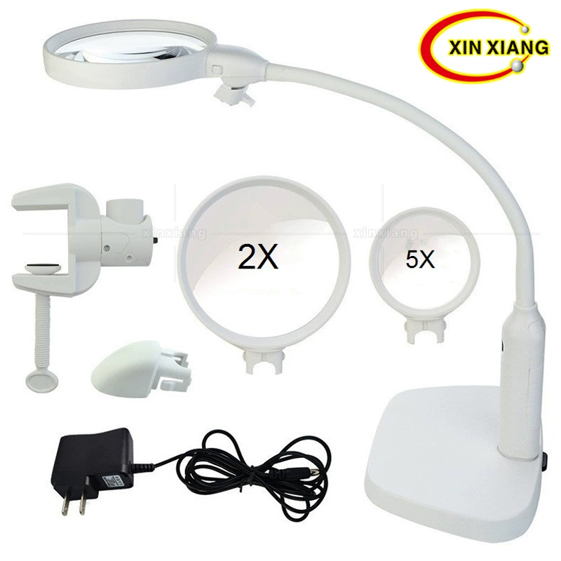 Настольный зажим сменный Настольный зажим фиксированный объектив 120 мм 6 светодиодных ламп для чтения ремонт увеличительного стекла