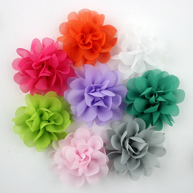 Ballet Shoe Flower Chiffon Flower Multi-layer Cloth Flower 5cm Fabric Flower DIY Children Baby Hair Accessories Accessories Flat Bottom