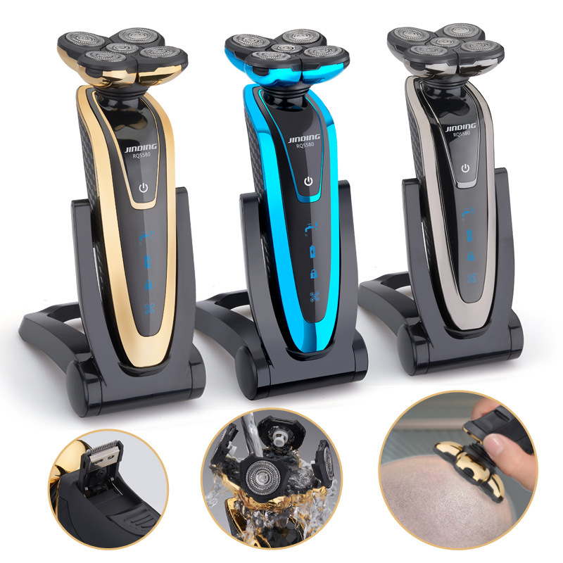 Máquina de afeitar Jinding resistente al agua, afeitadora recargable de cinco hojas para hombres, cortadora de barba