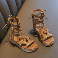 批发女童罗马凉靴2025夏季儿童蝴蝶结宝宝凉鞋代发透气欧美风格