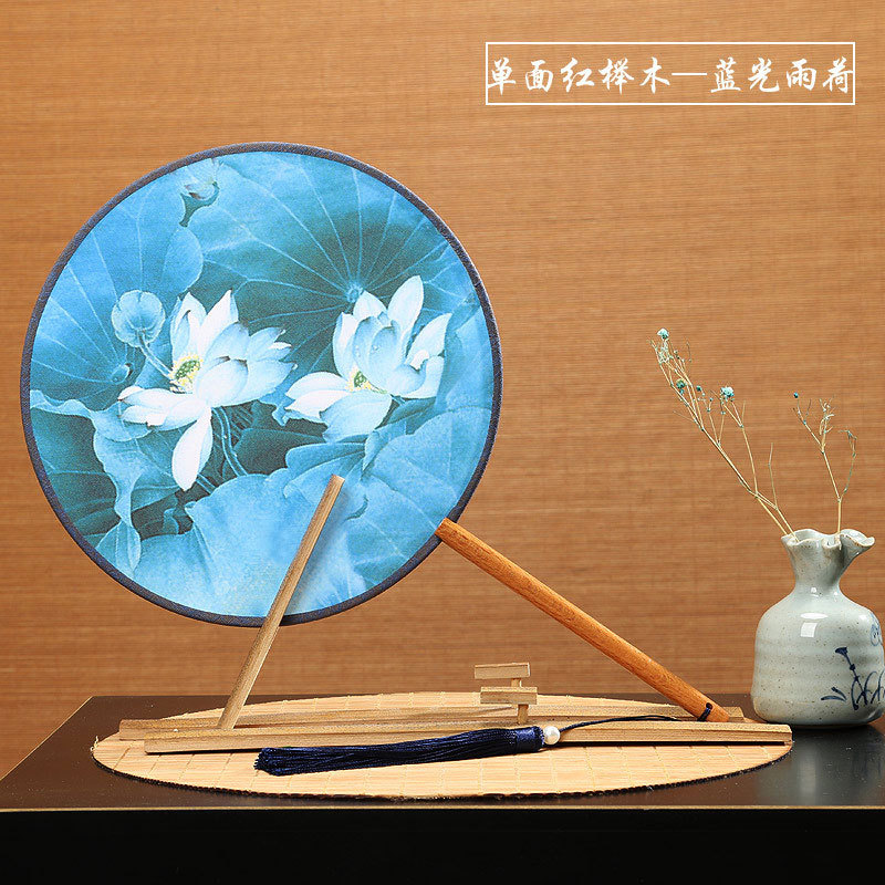 Han ropa estilo antiguo ventilador redondo imprimible mango medio largo Palacio ventilador estilo chino corte clásico danza ventilador fábrica al por mayor