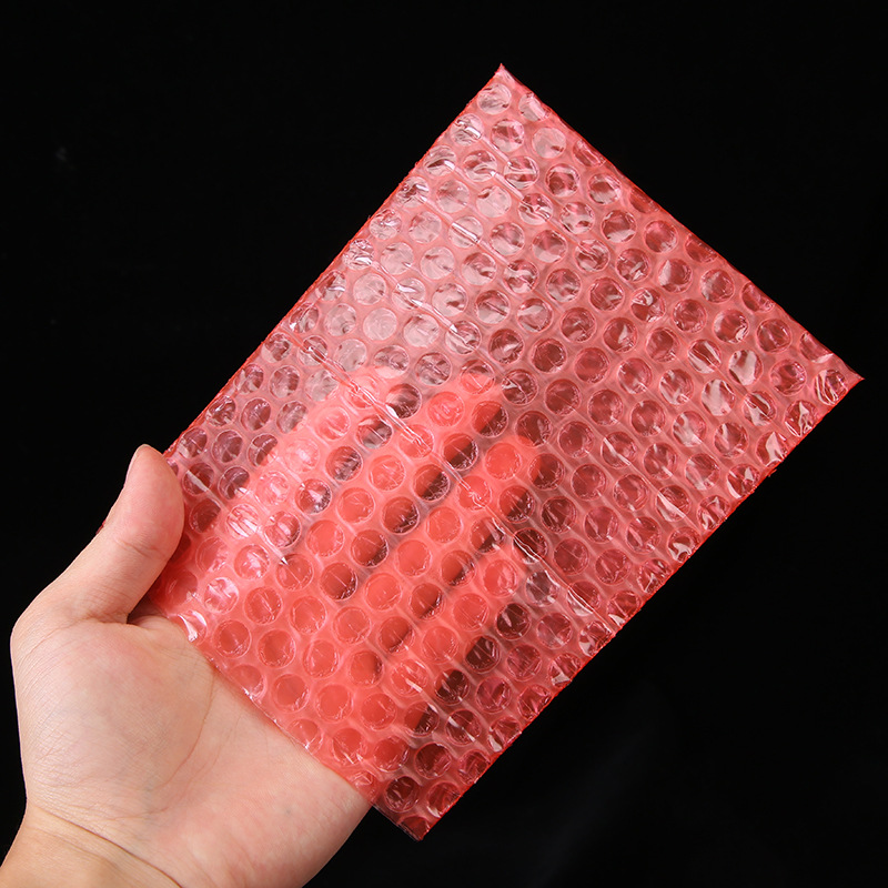 Medio grueso rojo anti-estática bolsa de burbuja tira transparente expreso embalaje buffer bolsa de burbuja a prueba de golpes electrónico bolsa de burbuja