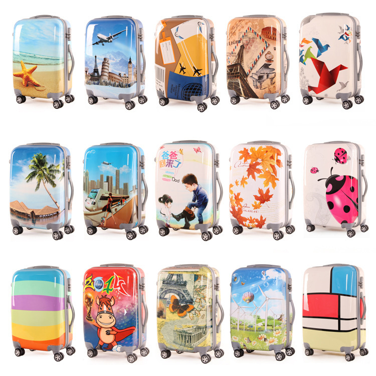 Pattern Logo Abs+Pc Trolley Suitcase with Universal Wheels Printed Travel Suitcase Luggage 20/24/ 28inch Source Factory