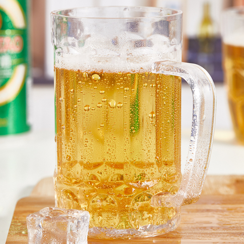PC 생맥주 컵 손잡이 맥주 컵 아크릴 대용량 주스 찬 음료 컵 플라스틱 시판 낙하 방지 파인애플 컵