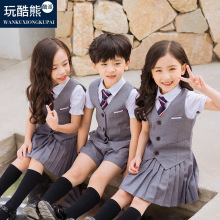 玩酷熊童装儿童马甲短袖学院风套装幼儿园园服班服夏装小学生校服