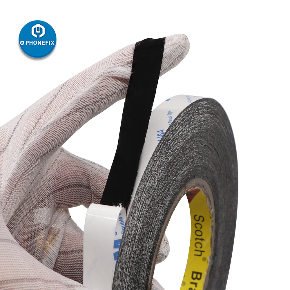 Cinta negra de doble cara, ultrafina, fuerte y sin costuras, resistente a altas temperaturas, pantalla de reparación de teléfonos móviles, pegamento de doble cara impermeable y a prueba de luz