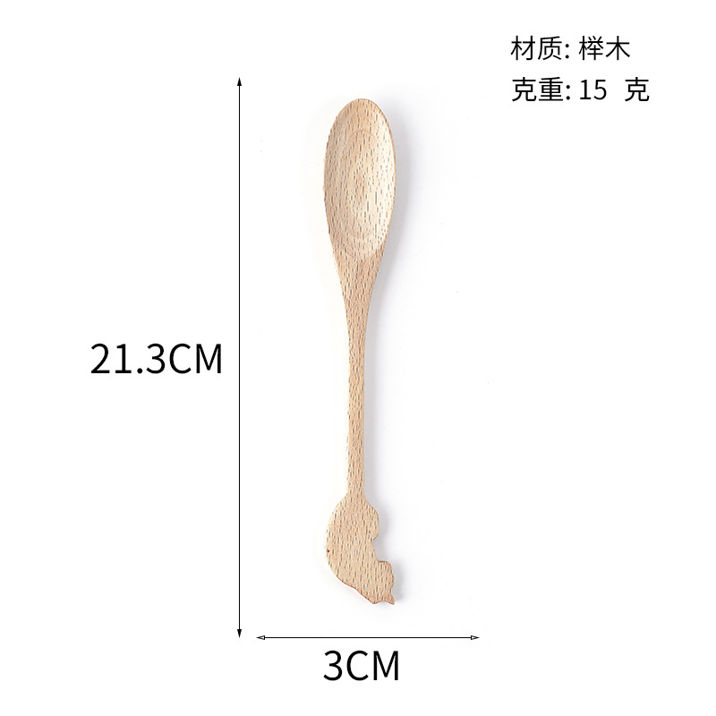 Venta directa de fábrica haya japonés creativo para niños bebé gato lindo dibujos animados cuchara de madera cuchillo tenedor juego de cuchara