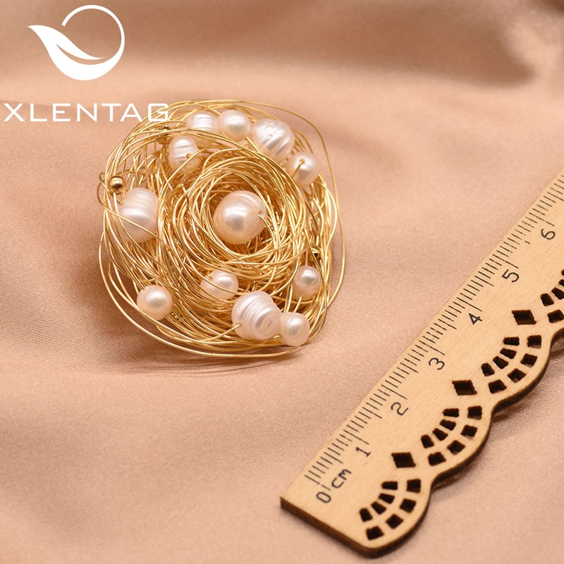 XlentAg natural de agua dulce perla flor broche anti-exposición temperamento femenino todo-Partido hecho a mano pin bobinado image 5