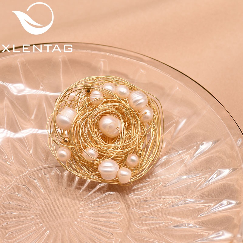XlentAg natural de agua dulce perla flor broche anti-exposición temperamento femenino todo-Partido hecho a mano pin bobinado image 4