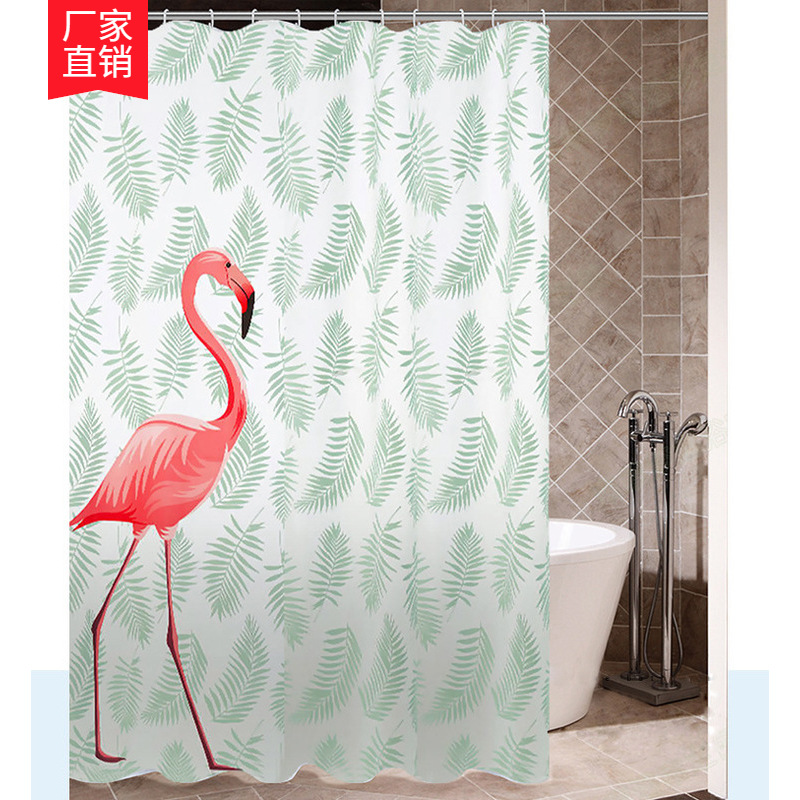 Nordic ins Shower Curtain Flamingo Waterproof Curtain Mildew Resistant Shower Curtain Bathing Spacing Curtain for Hotel Shower Curtain Fabric