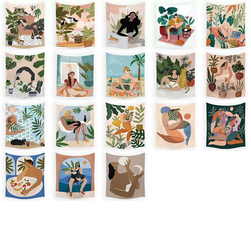 生活艺术墙毯女人宠物墙布布艺客厅卧室跨境热卖挂毯家居展会