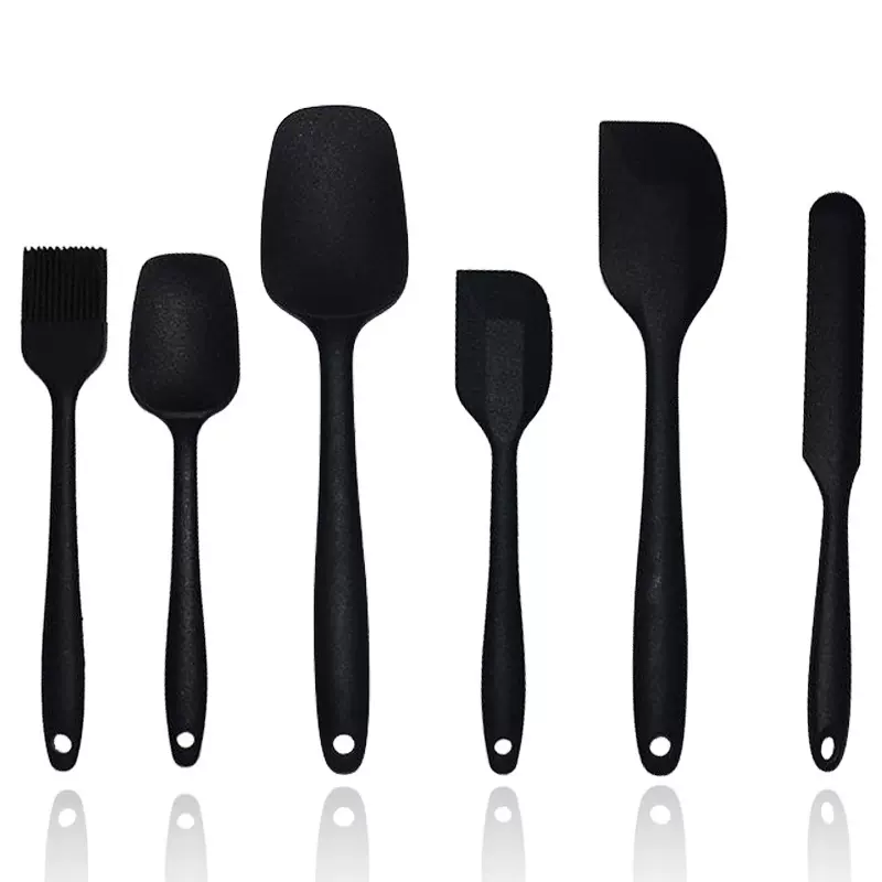 厂家批发 硅胶厨具6件套装 硅胶刮刀一体式 蛋糕奶油抹刀烘焙工具