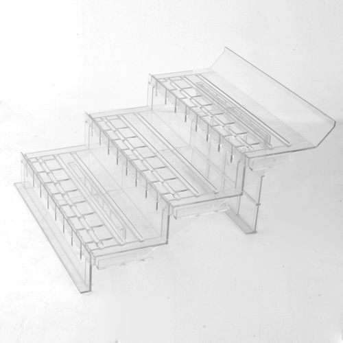 Supermarket cold display rack transparent plastic ladder multi-layer fresh produce display stand vegetable fruit display shelf