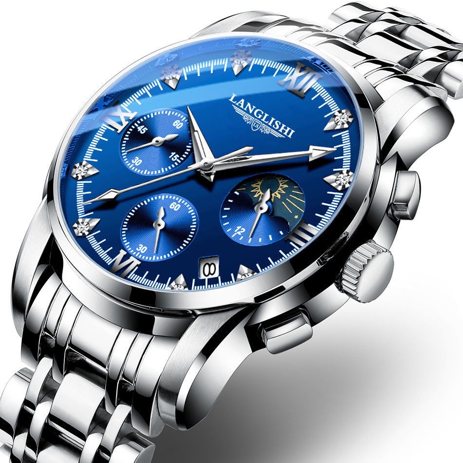 Nuevo reloj luminoso con calendario resistente al agua para hombre de Langlish, reloj deportivo de cuarzo de cuero a la moda de estilo coreano para estudiantes masculinos image 12