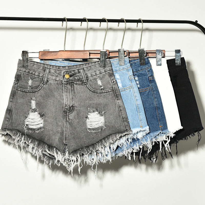 Plus-Size High-Waisted Denim Shorts for Women, Summer Student, Plus-Size, Elastic Waist, Loose Wide-Leg Pants 100kg