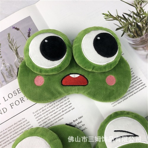 Sam jewelry genuine plush embroidered frog big eye eye mask light-blocking breathable sleep eye mask Japanese button eye mask