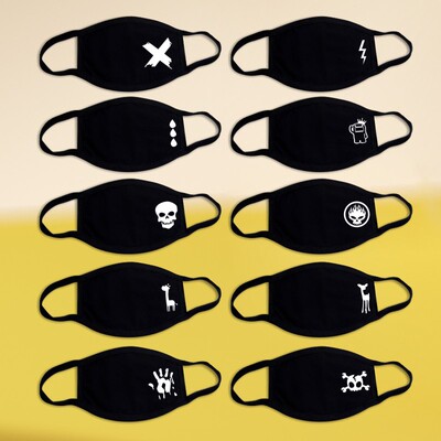 黑色網紅口罩男成人印花純棉透氣女韓版時尚新款冬季保暖騎行防塵