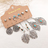 Earrings, retro ethnic set with tassels, European style, suitable for import, ethnic style