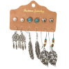 Earrings, retro ethnic set with tassels, European style, suitable for import, ethnic style