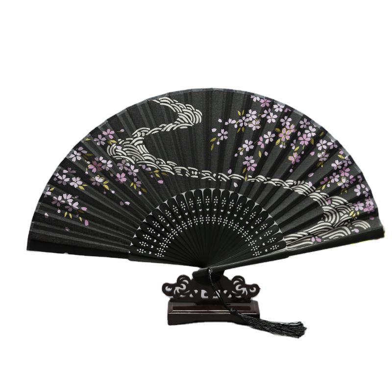 Venta directa de fábrica semi-hecho a mano semi-mecánico de estilo japonés ventilador de las mujeres ventilador plegable japonés al por mayor regalo de mano ventilador plegable de Bambú