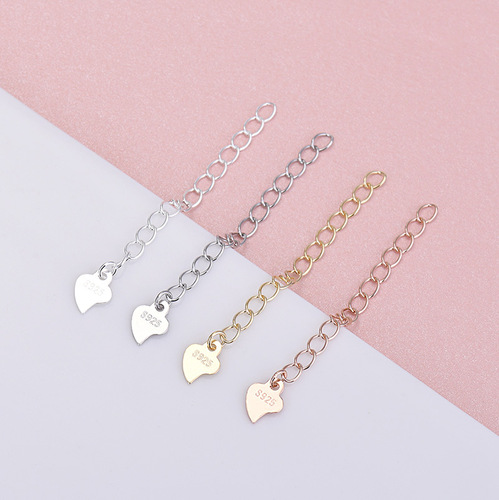 S925 sterling silver extension chain love dripping tail chain adjustable handmade DIY jewelry accessories factory direct sale