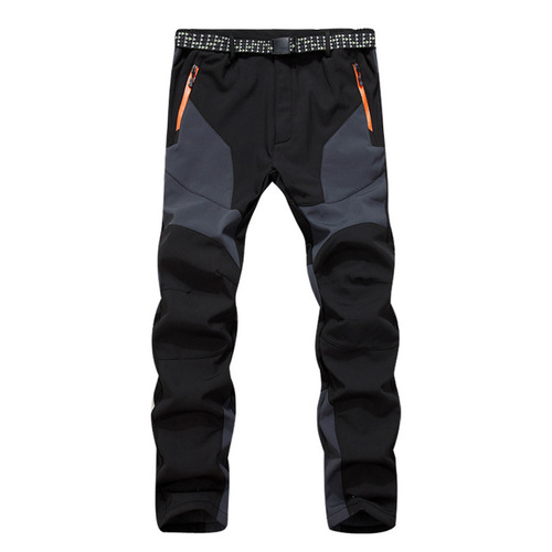 Manufacturer wholesale men's outdoor winter thickened fleece pants warm windproof soft shell pants hiking pants cross-border