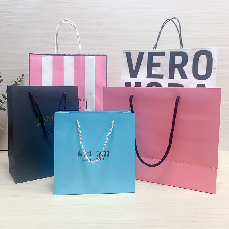 大号服装广告纸袋方底香水礼品袋白牛皮购物手提袋子logo加印工厂