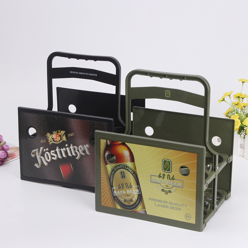 Cesta de cerveza plegable de plástico publicidad cesta de vino restaurante KTV cesta de cerveza portátil de vino tinto Cesta de cerveza en stock