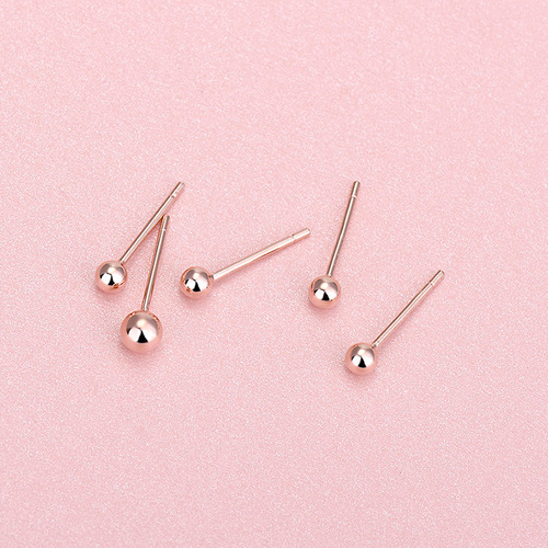 S925 sterling silver earrings, glossy round beads, earrings, bean earrings, hypoallergenic women's earrings, gold-plated earrings manufacturer