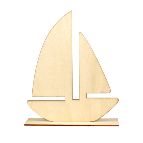 Wooden sailing ship kindergarten creative handmade DIY white blank painting clay base snow clay colored clay mold material