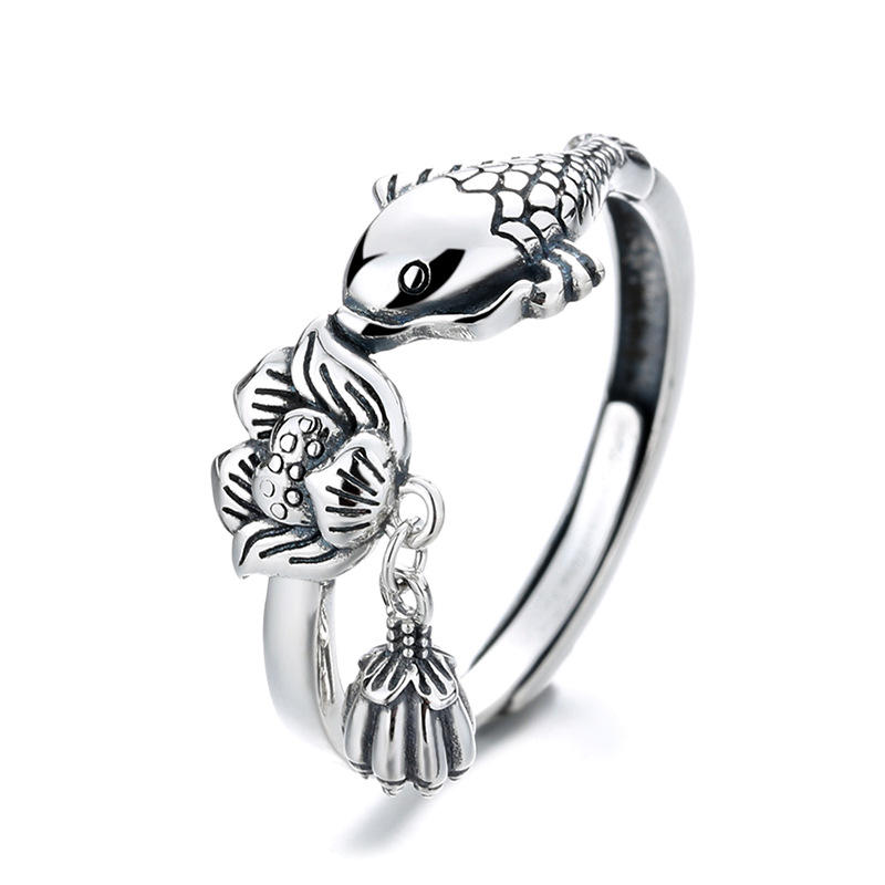 Retro ethnic adjustable ring with tassels