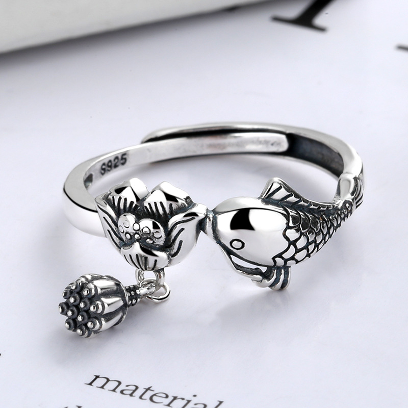 Retro ethnic adjustable ring with tassels