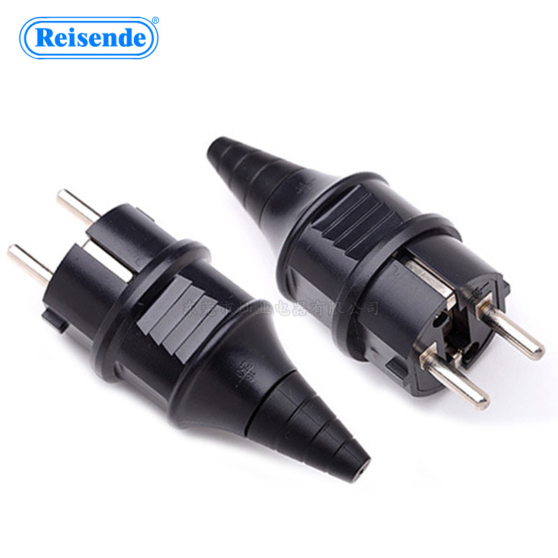 E-012 欧规插头 德法式电源插头 欧式接线插头 欧式防水插头
