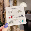 Universal earrings, set, zirconium from pearl, silver needle, Korean style, silver 925 sample