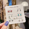 Universal earrings, set, zirconium from pearl, silver needle, Korean style, silver 925 sample