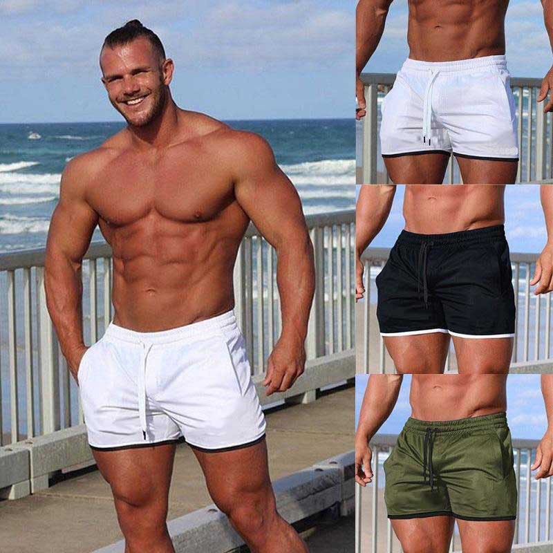 Cross-border Summer New Men's Running Fitness Shorts Sports Fashion Beach Three-point Quick-drying Shorts Men's Mesh