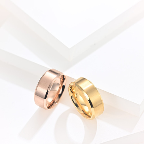 Gender-free cross-border jewelry source matte brushed simple titanium steel ring vacuum electroplating letterable hand jewelry for men and women