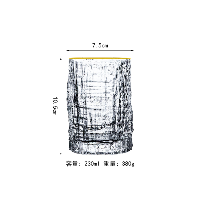 나무 패턴 컵-황금 가장자리 짧은