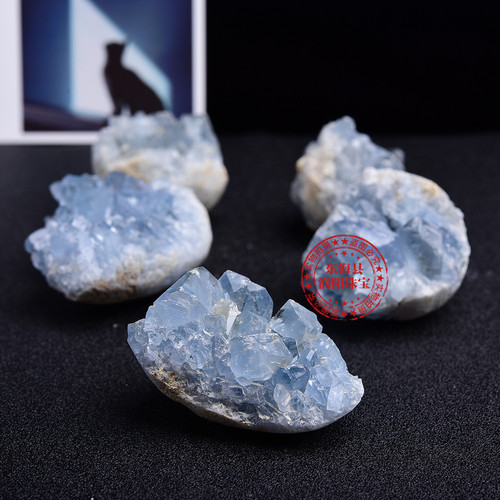 Natural Celestite Crystal Raw Stone Blue Mineral Crystal Box Mine Strange Stone Teaching Collection Ornament Specimens Wholesale