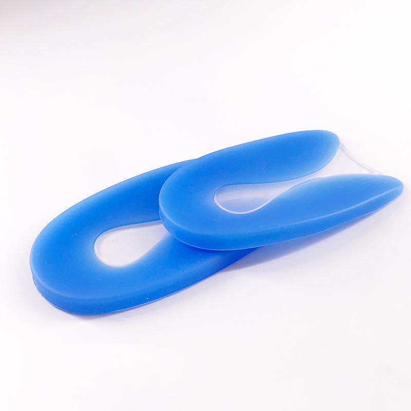 Almohadilla del talón de silicona en forma de U cómoda absorción de impactos resistente a la presión elastómero azul de tamaño medio almohadilla cóncava talón suave almohadilla del talón