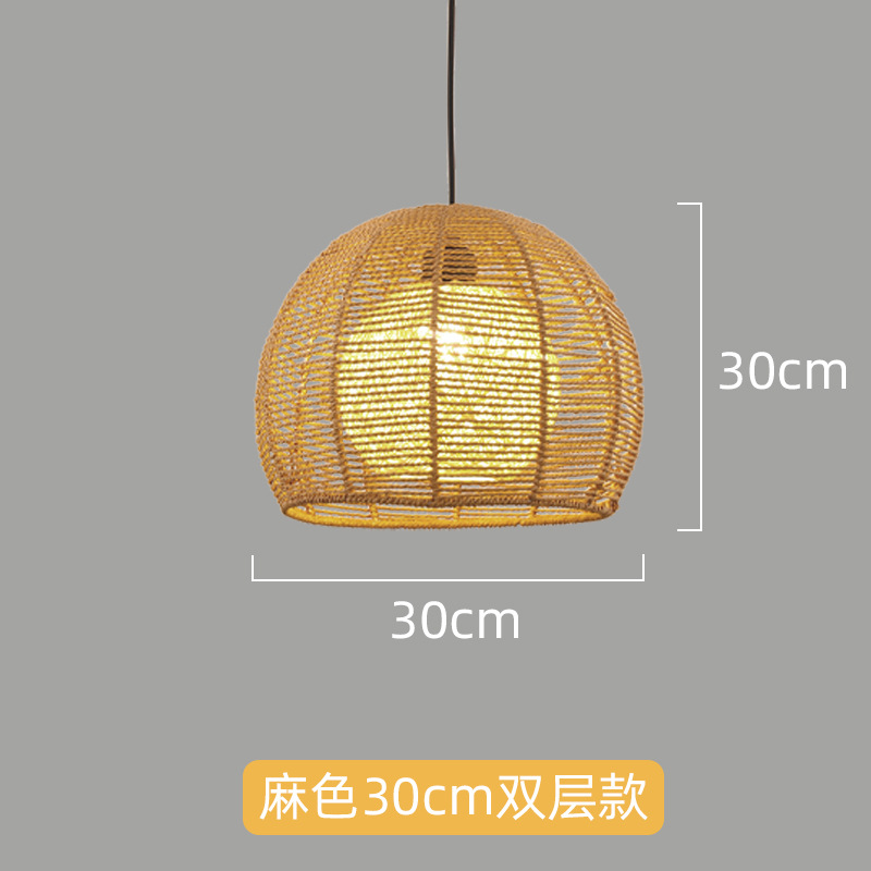 Lámpara de cuerda de cáñamo de estilo japonés tejida a mano lámpara de restaurante retro industrial personalidad creativa lámpara de restaurante bar redondo