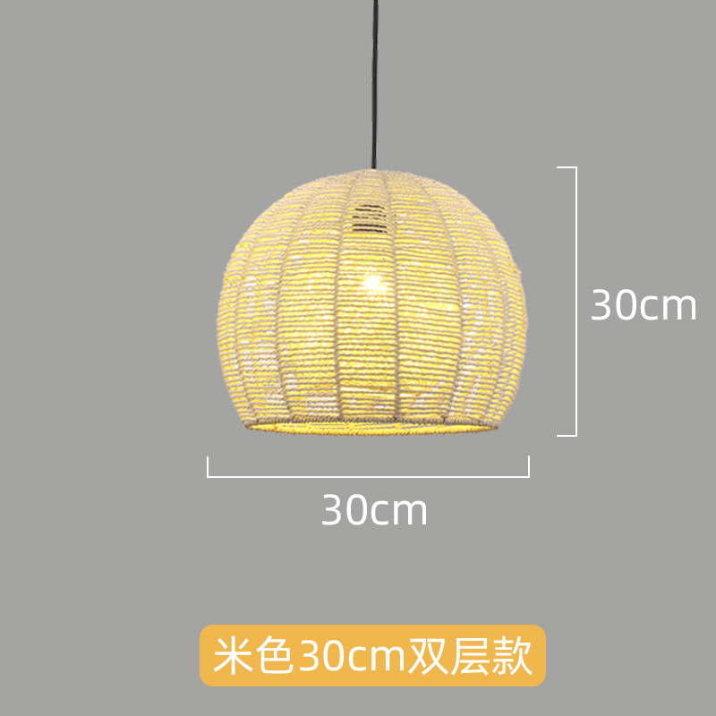 Lámpara de cuerda de cáñamo de estilo japonés tejida a mano lámpara de restaurante retro industrial personalidad creativa lámpara de restaurante bar redondo